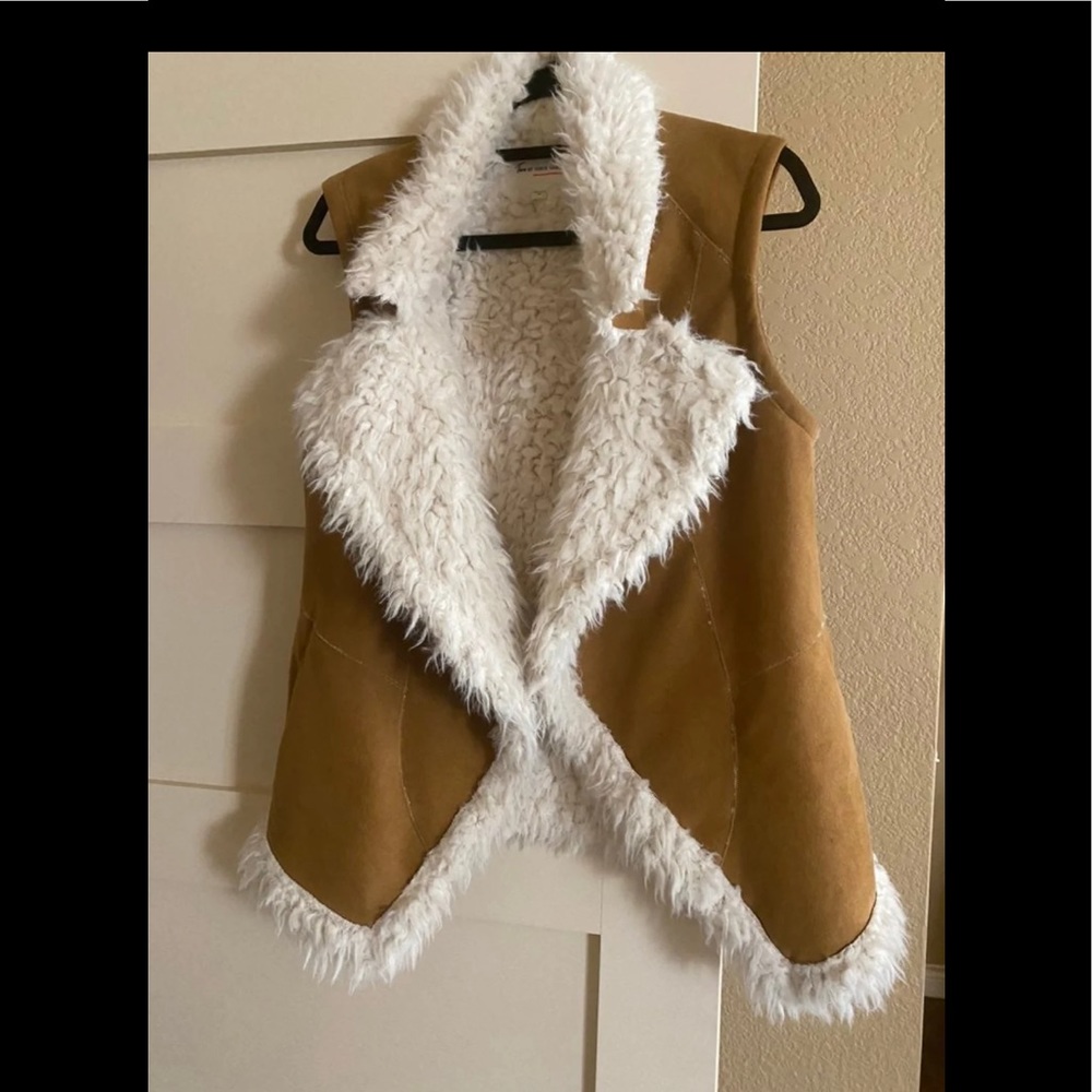 Vince Camuto Brown Faux Sherpa Fur Vest